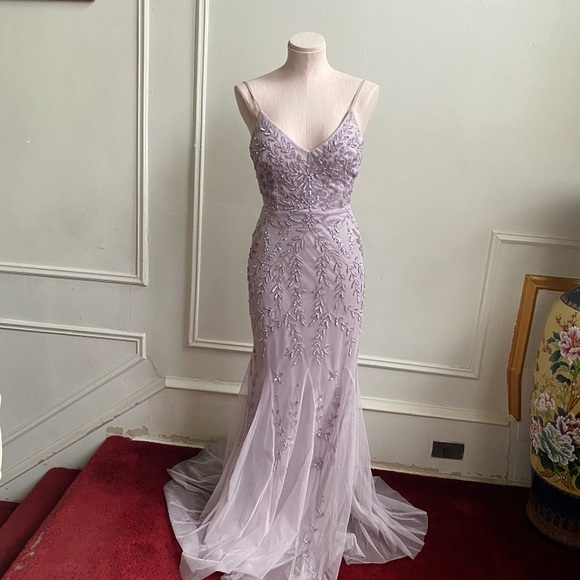Marina Beaded V-Neck Gown - Picture 1 of 10